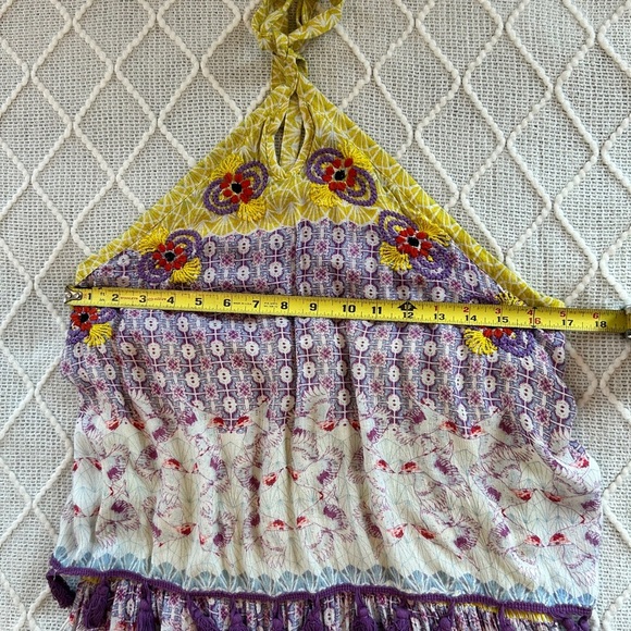 RAGA Women’s Tropic Bird Halter Dress. Purple, yellow. Size LARGE - Picture 5 of 9